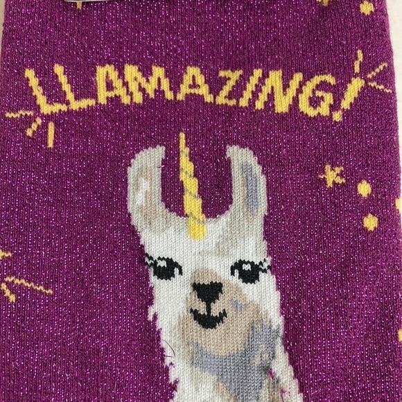 Sock It To Me NWT Llamazing! Women’s Crew Socks Llama Funny Novelty Shimmer Gift - Picture 10 of 13